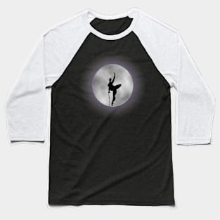 Disabled amputee ballerina dancing before a full moon Baseball T-Shirt